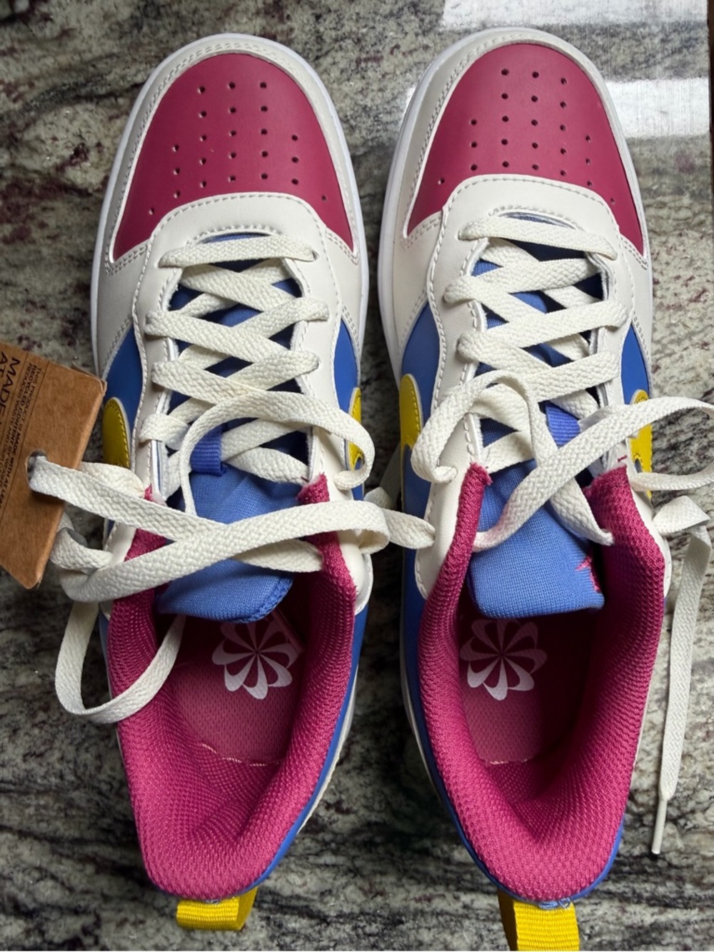 Nike White Pink Blue Yellow Athletic Sneakers NEW